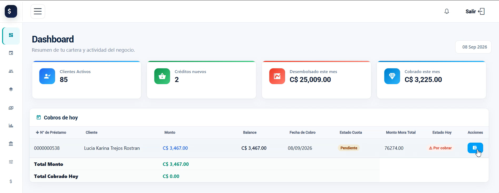 LoanCash - dashboard con datos demostrativos